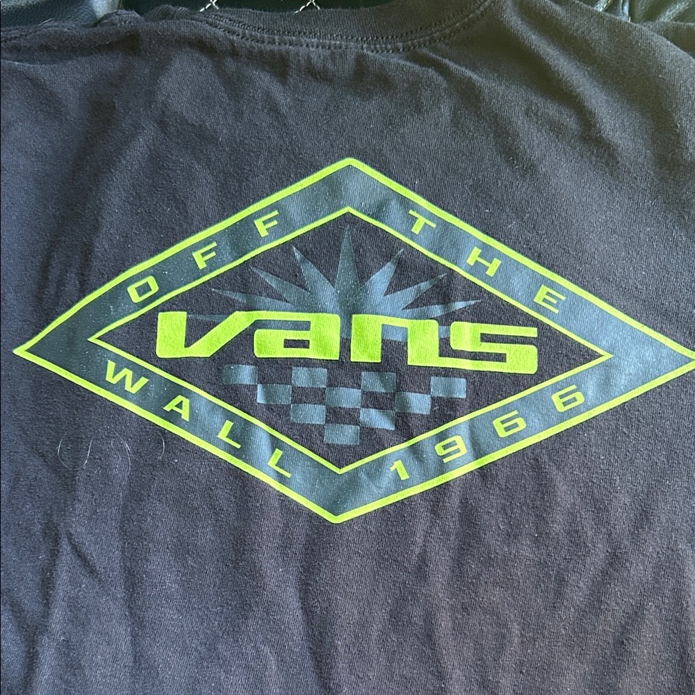 Vans “Off The Wall 1966” Back Logo T-Shirt Black Neon Green Graphic Tee